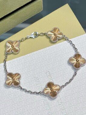 Van Cleef & Arpels Rose Gold and SilverAlhambra Bracelet